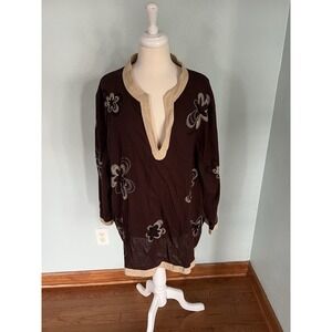 Lucy And Laurel Tunic Poncho Boho Tunic Embroidered Floral Relaxed‎ Sz 3X plus
